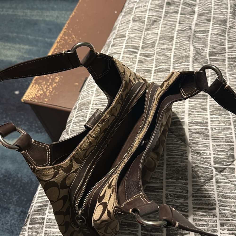 Coach Brown Leather Trim Shoulder Bag - Picture 4 of 4